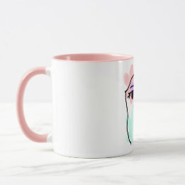 Taza Cara y flores abstracto (colores pálidos)