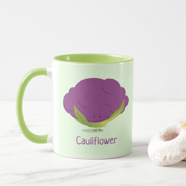 Taza Carácter púrpura de coliflor| Mugre (Con donut)