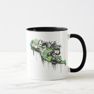 Taza Carácter verde de la pintada de la linterna