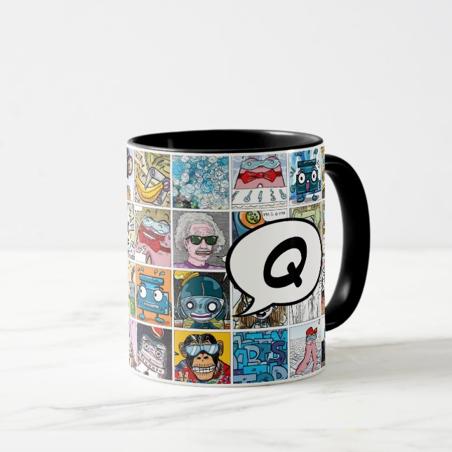 Taza Caracteres cómicos Patrón de voz Globo de voz inic (Anverso derecho)