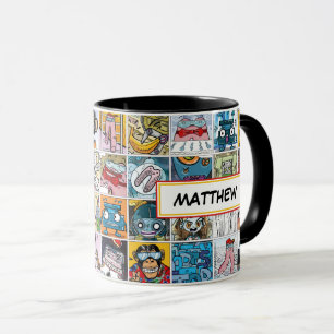 Taza Caracteres de cómic Niños Nombre de patrón Mug