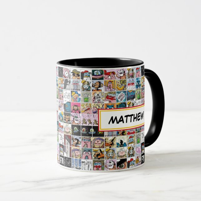 Taza Caracteres de cómic Niños Nombre de patrón Mug (Anverso derecho)