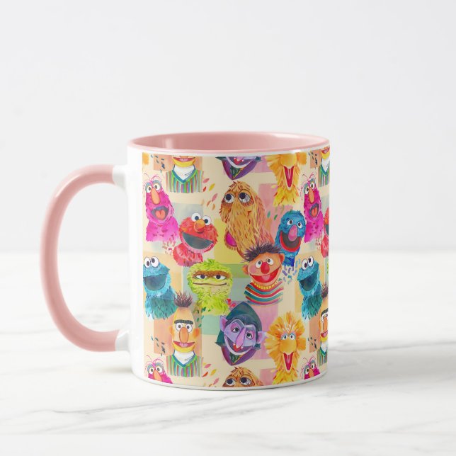 Taza Caracteres de Plaza Sésamo | Patrón colorido (Izquierda)