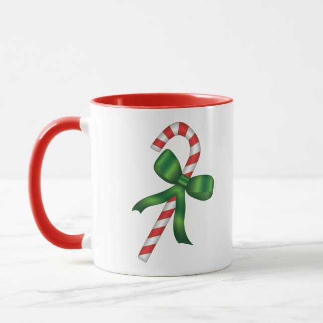 Taza Caramelo de Navidad con lazo verde  (Izquierda)