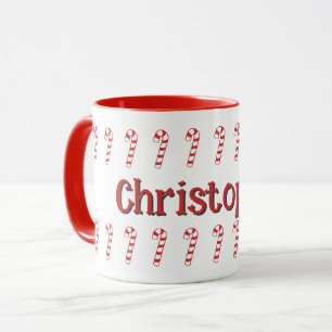 Taza - Caramelos de Navidad rojos con nombre