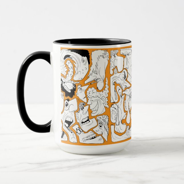 Taza Caras Arte de Línea Naranja (Izquierda)