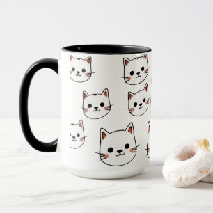 Taza Caras de Gatos Kawaii – Patrón de Dibujos Animados