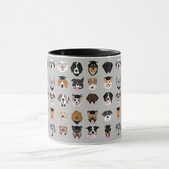 Taza Caras de perro de graduación (Centro)