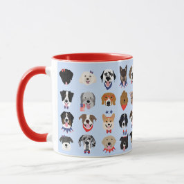 Taza Caras De Perro Del 4 De Julio