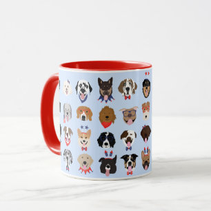 Taza Caras De Perro Del 4 De Julio