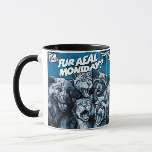 Taza Caras Gritando en Arte de Fanzine en Blanco y Negr