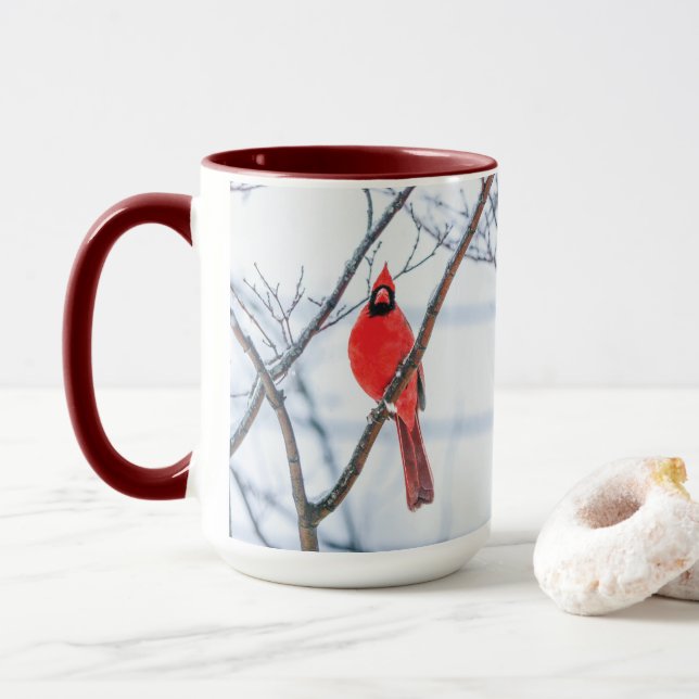 Taza Cardenal de invierno Birdwatching Coffee Mug (Con donut)