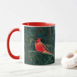 Taza Cardenal de invierno en tormenta de nieve - Mejora