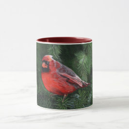 Taza Cardenal en rama de pino