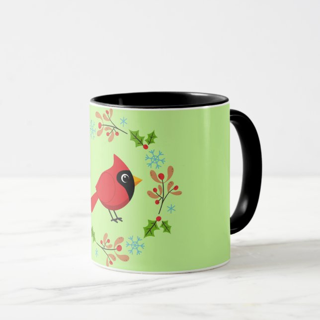 Taza Cardenal rojo Personalizado con flores (Anverso derecho)