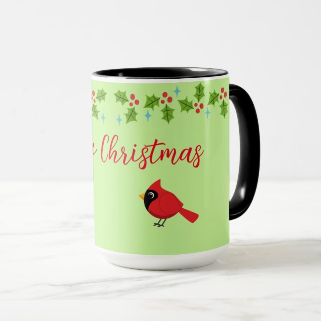 Taza Cardenal rojo Personalizado con flores (Anverso derecho)