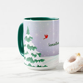 Taza Cardenales de Invierno Saludos de Navidad
