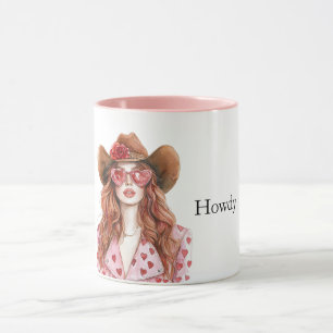 Taza Cardíaca Howdy Red Hair Cowgirl