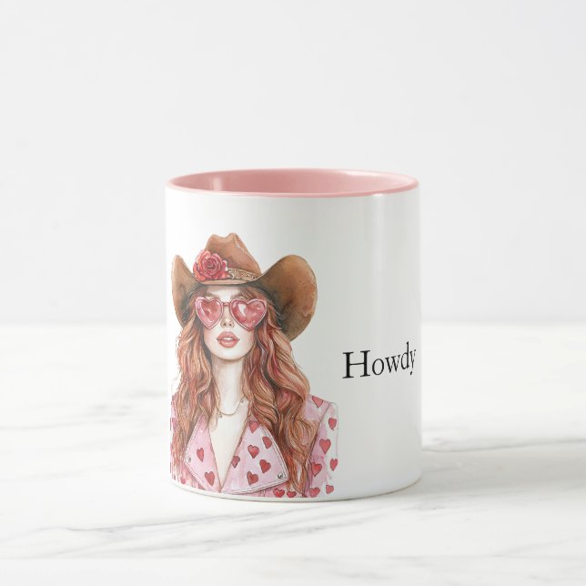 Taza Cardíaca Howdy Red Hair Cowgirl (Centro)