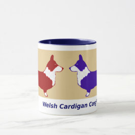 Taza Cardigan Corgis Rojo y Azul