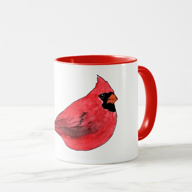 Taza cardinal del arte del color de agua (Anverso derecho)
