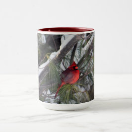 Taza Cardinal Snow Pine Tree Photo