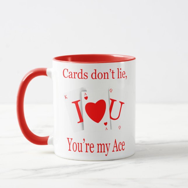 Taza Cards Don’t Lie, You’re My Ace Romantic (Izquierda)