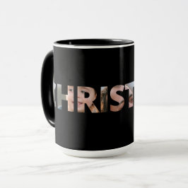 Taza Cargar tu foto en Navidades de texto negro