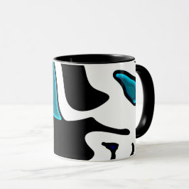 Taza Cargo de profundidad: resumen negro, blanco y azul