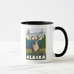 Taza Caribú en el salvaje - el Yukón, Alaska