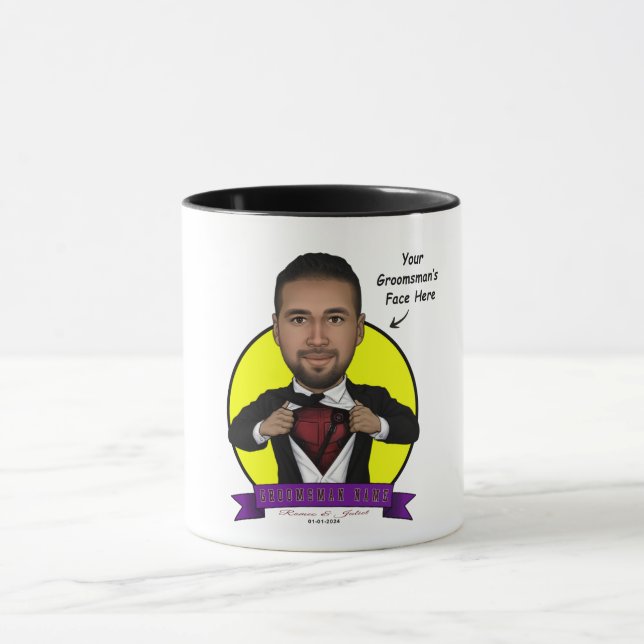 Taza Caricatura de Groomsman/Deadpool (Centro)