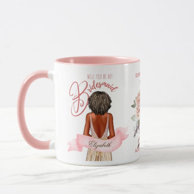 Taza Caricatura de la dama de honor propuesta Gracias P (Izquierda)
