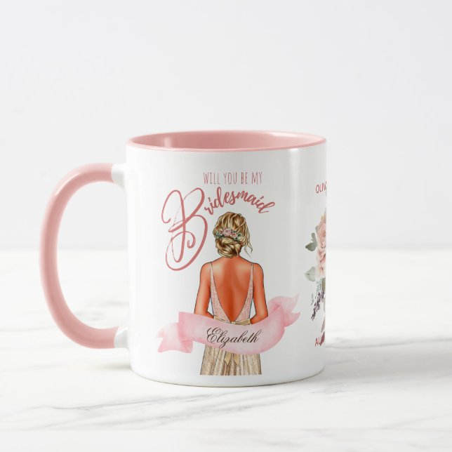 Taza Caricatura de la dama de honor propuesta Gracias P (Izquierda)