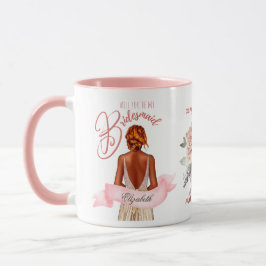 Taza Caricatura de la dama de honor propuesta Gracias P