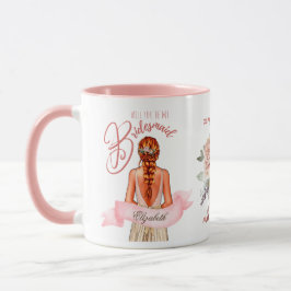 Taza Caricatura de la dama de honor propuesta Gracias P