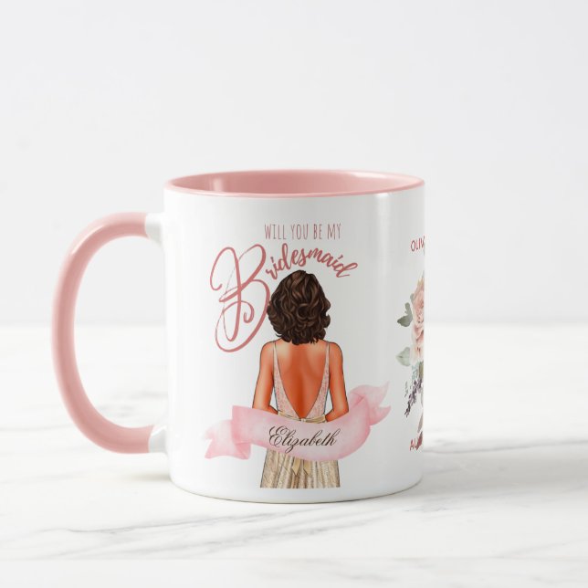 Taza Caricatura de la dama de honor propuesta Gracias P (Izquierda)