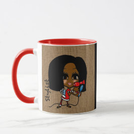 Taza Caricatura de peluche con nombre de estilo negro a