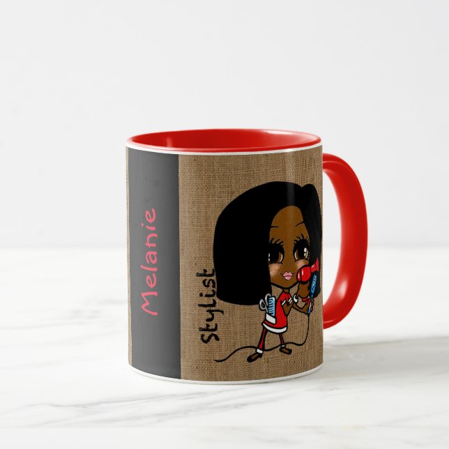 Taza Caricatura de peluche con nombre de estilo negro a (Anverso derecho)