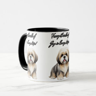 Taza Caridad fluida: Perro marrón claro, gris y blanco