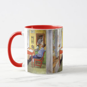 Taza Carl Larsson Esbjorn en Red Desk Arte Antiguo