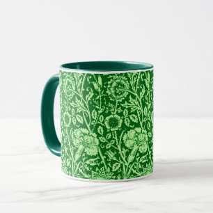 Taza Carnación de Art Nouveau Damask, verde esmeralda