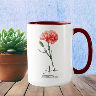 Taza Carnación de flores en el mes de nacimiento de ene