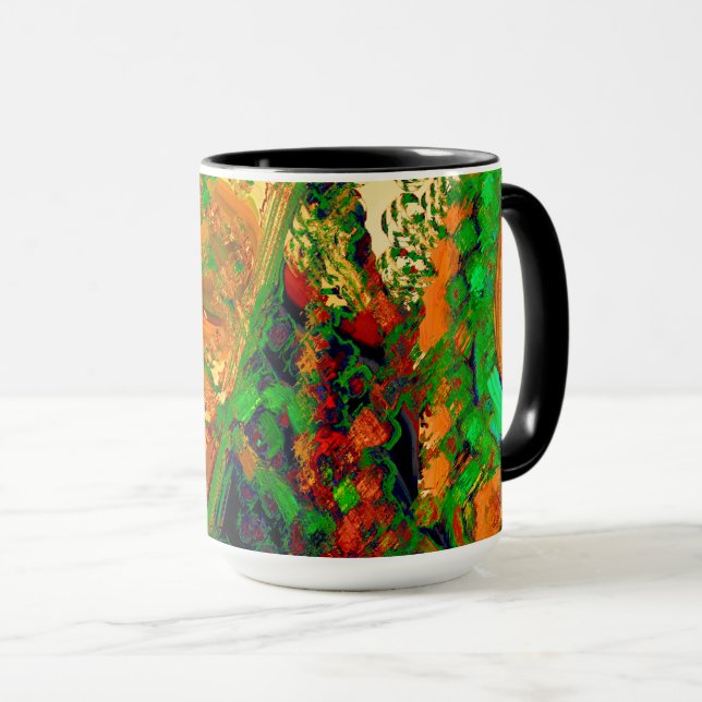 Taza Carnaval o máscara fiesta de pinturas, verde y nar (Anverso derecho)