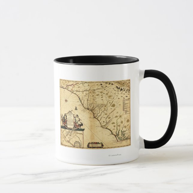Taza Carolinas con norte a derecha mapa panorámico (Derecha)