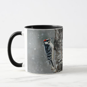 Taza Carpintero Cabeciblanco en Nieve - Fotografía Orig