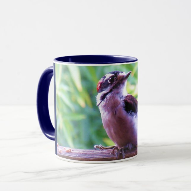 Taza Carpintero Menor Macho Joven en Barandilla (Anverso izquierdo)
