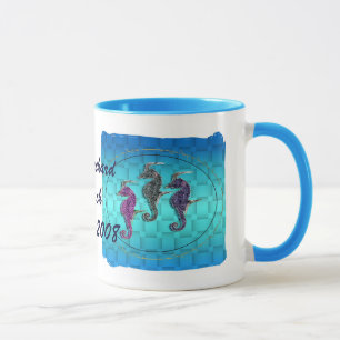 Taza Carrera de caballos de mar azul
