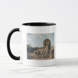 Taza Carro de la etapa, grabado por J. Baily