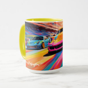 Taza Carros de carreras de nombres personalizados