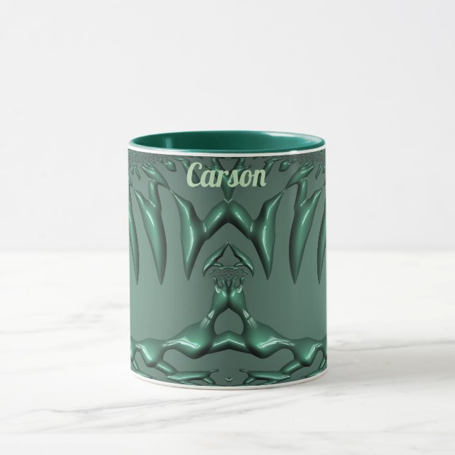 Taza CARSON ~ Zany 3D Fractal ~ 3D verde (Centro)